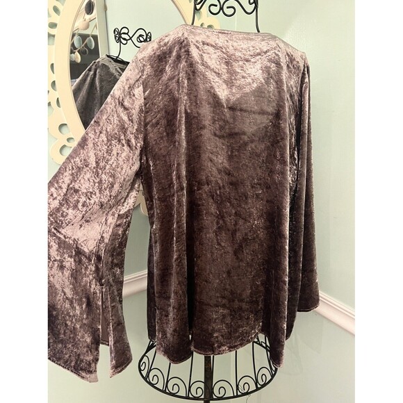 Soft Surroundings Purple Velvet Mirelle Bell Sleeve Boho Blouse Size M - Picture 3 of 6